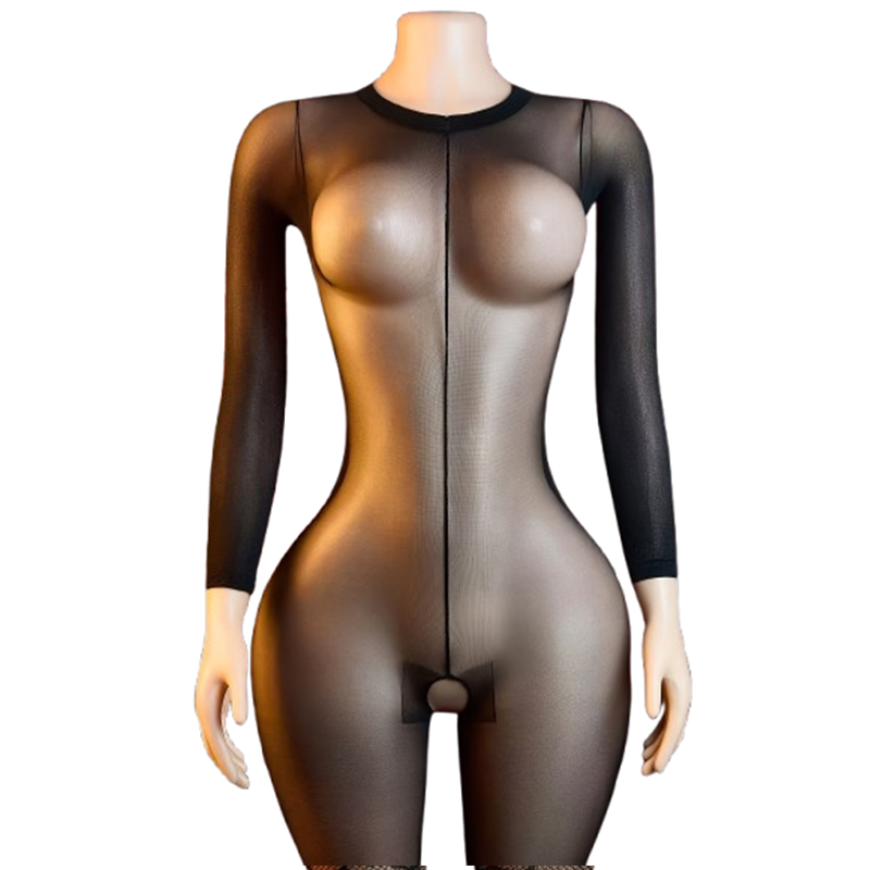 Lingerie - 1 шт. Прозрачное черное сетчатое боди