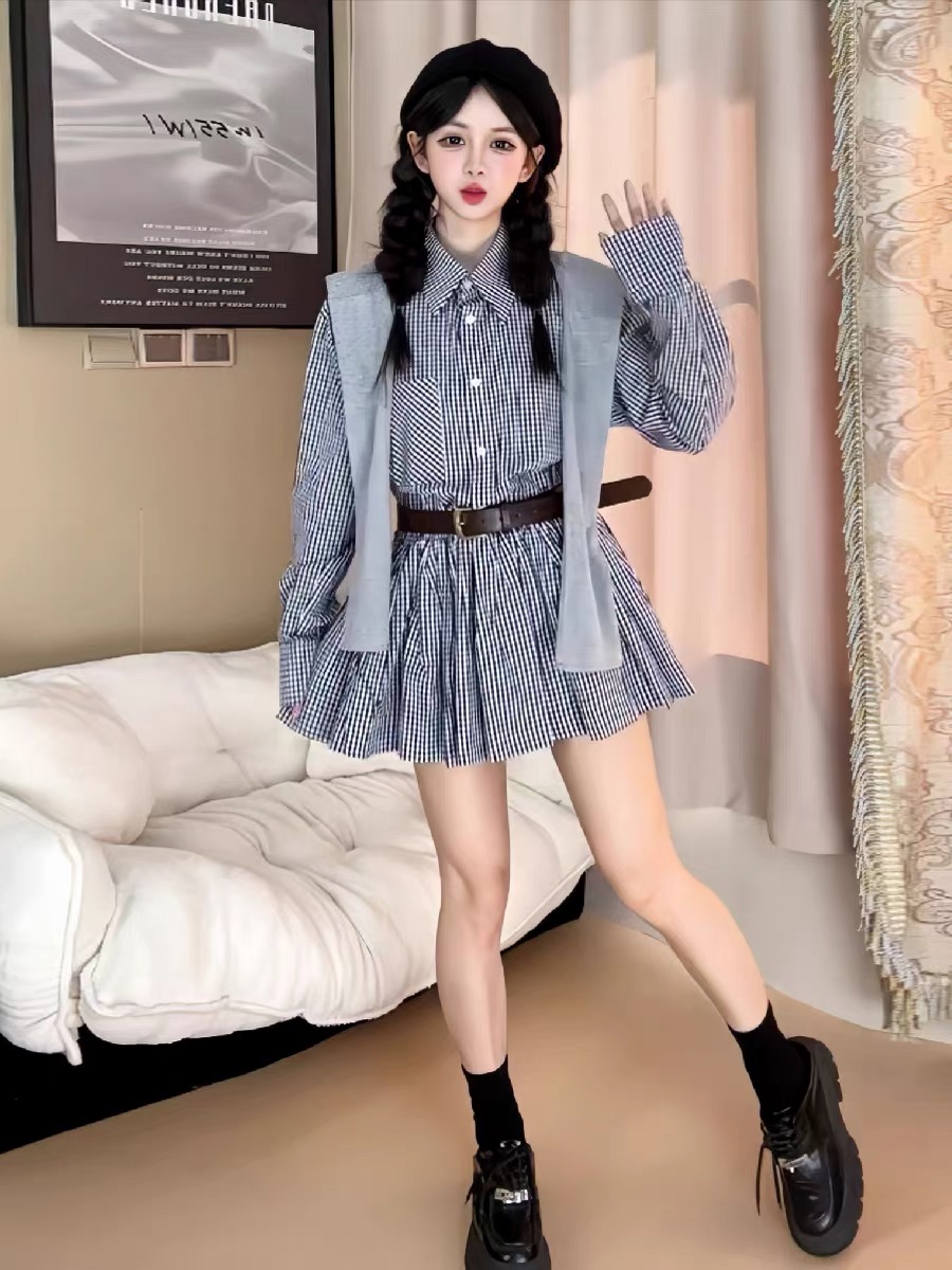 Korean Style A Line Shirt Dress - Рубашка-платье в корейском стиле для ранней