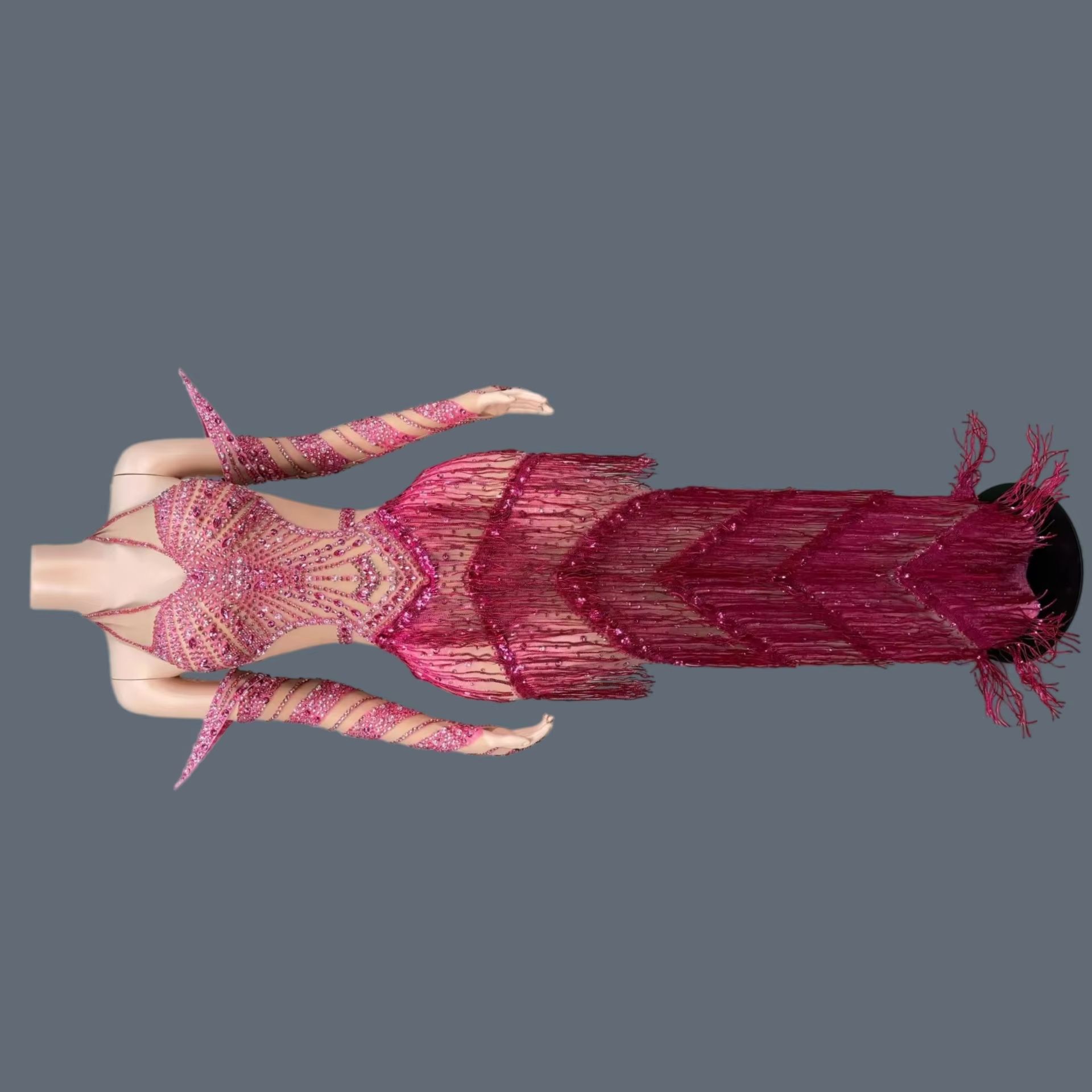 Sparkly Rhinestone Club Party Dress - Роскошное вечернее платье розового цвета, полностью