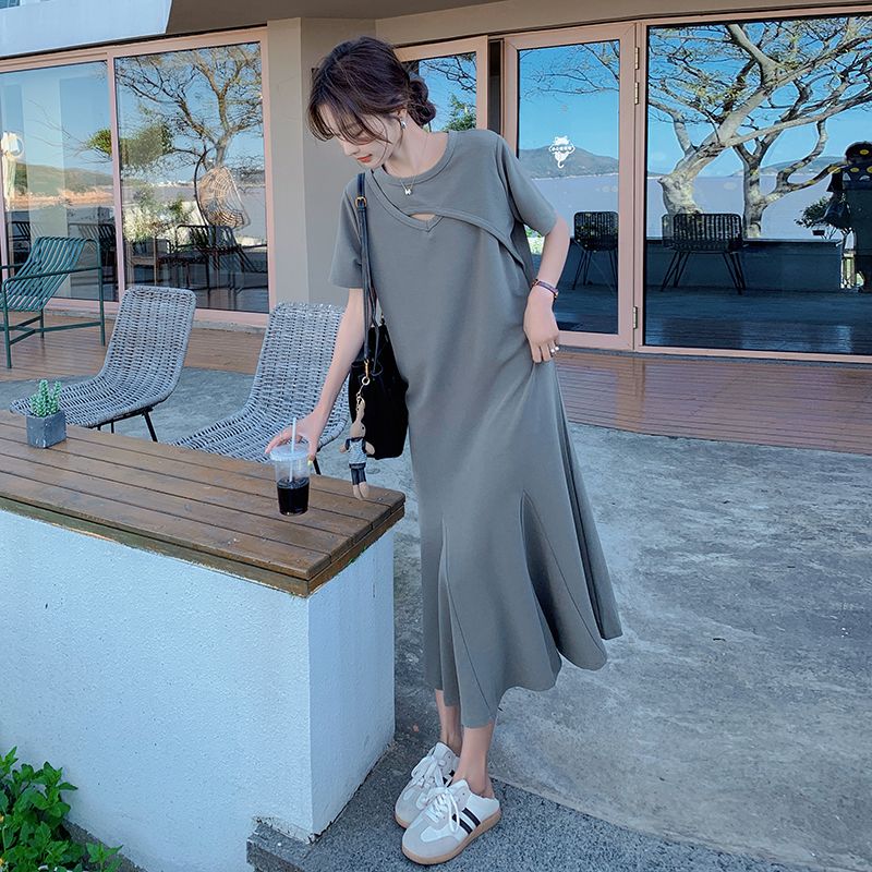 Летнее женское платье-футболка – обзор и цена Korean Style A Line Shirt Dress