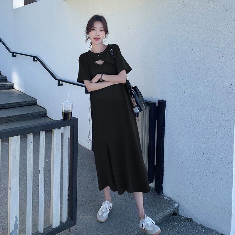 Летнее женское платье-футболка – обзор и цена Korean Style A Line Shirt Dress