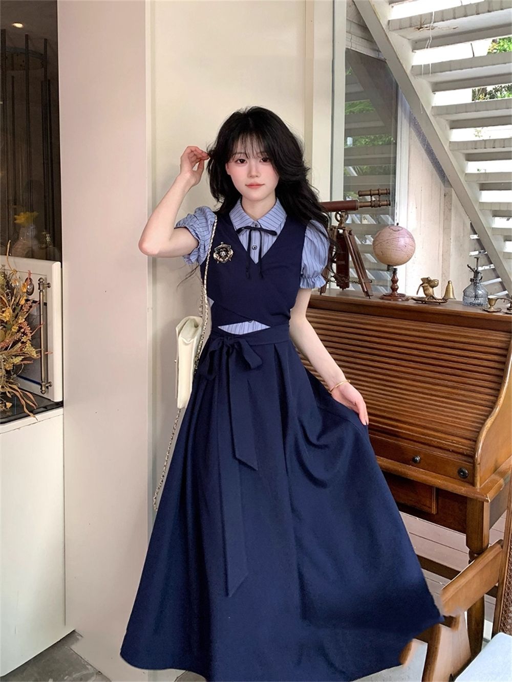 Летнее повседневное платье в с – обзор и цена Korean Style A Line Shirt Dress