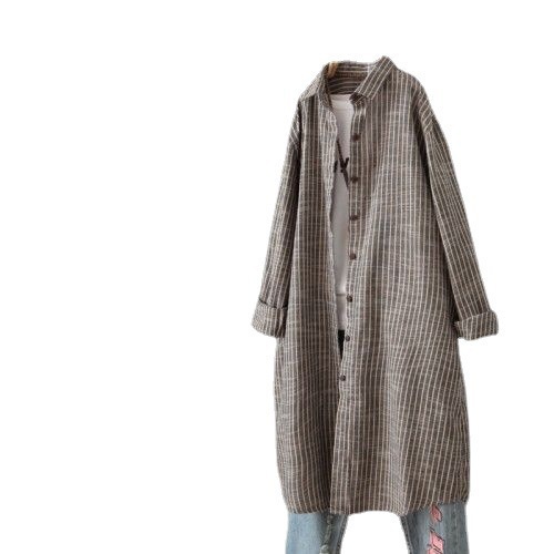 Винтажное хлопково-льняное пла – обзор и цена Casual Loose Linen Shirt Dress