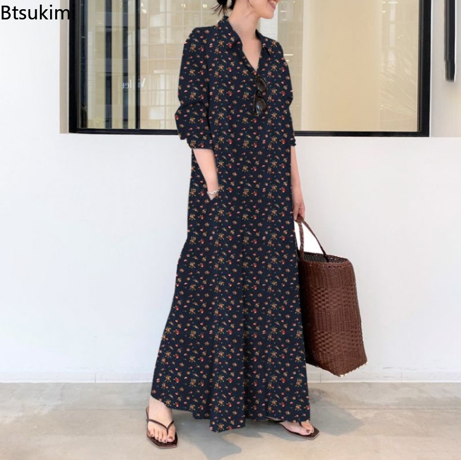 Новое женское длинное платье-р – обзор и цена Casual Loose Linen Shirt Dress
