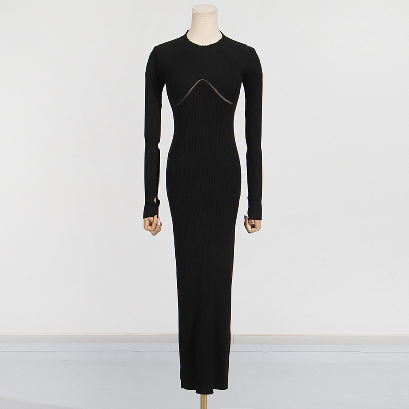 Женское белое трикотажное плат – обзор и цена Bodycon Long Sleeve Ribbed Dress