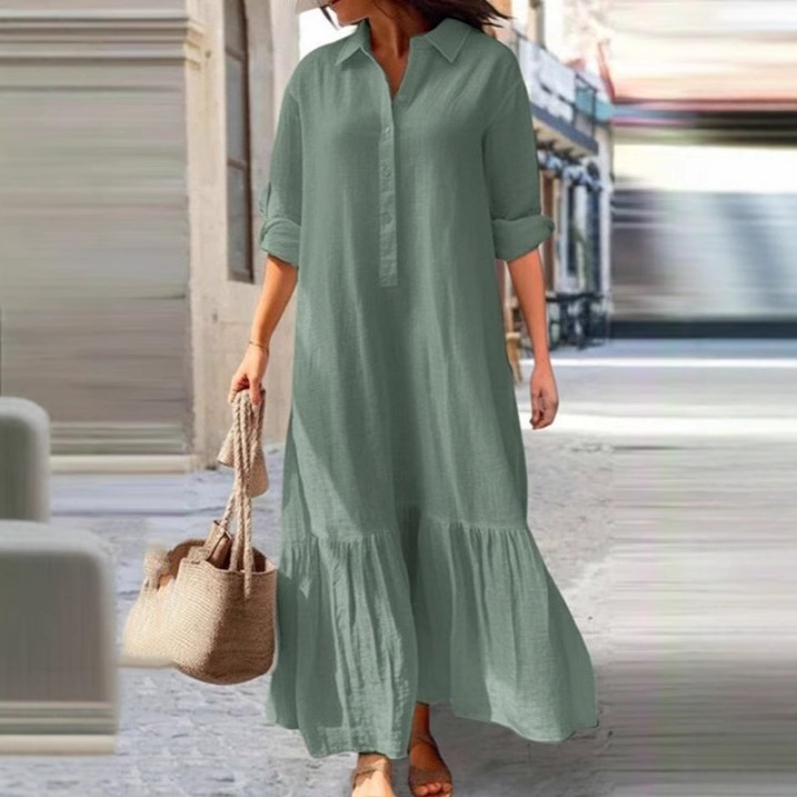 Новинка 2026 года: Европейско- – обзор и цена Casual Loose Linen Shirt Dress