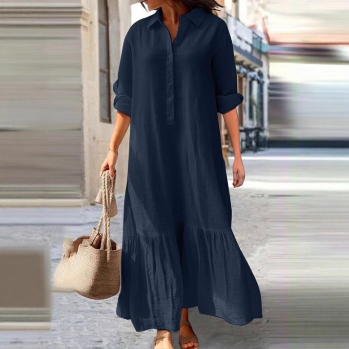 Новинка 2026 года: Европейско- – обзор и цена Casual Loose Linen Shirt Dress