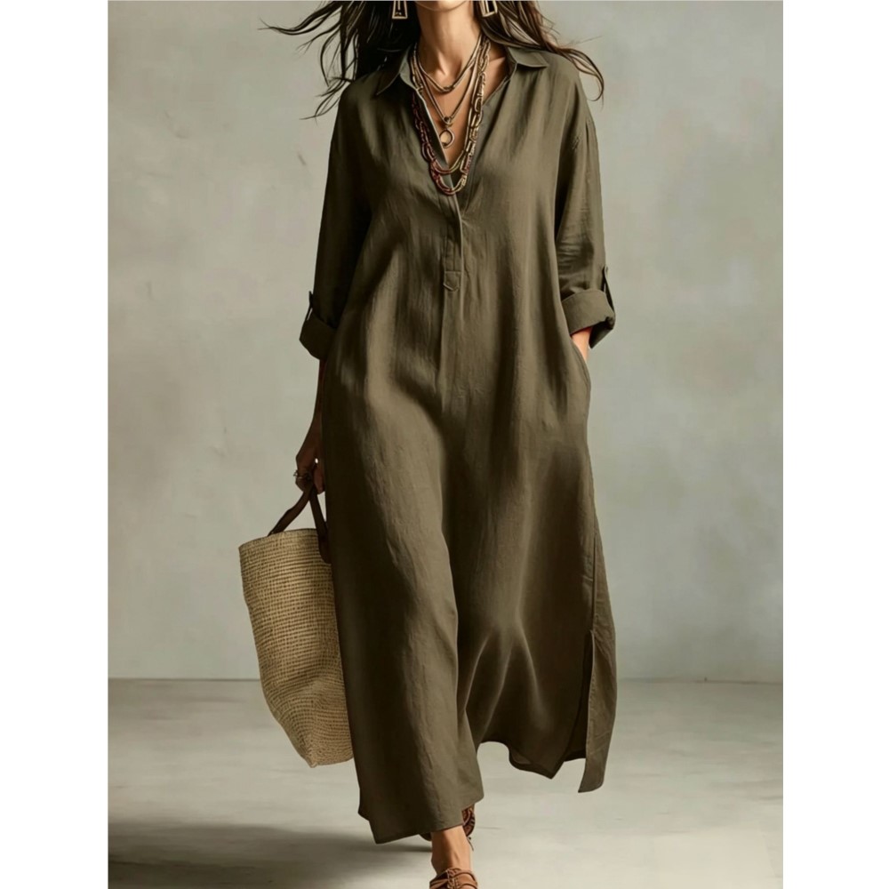 Женское винтажное льняное плат – обзор и цена Casual Loose Linen Shirt Dress