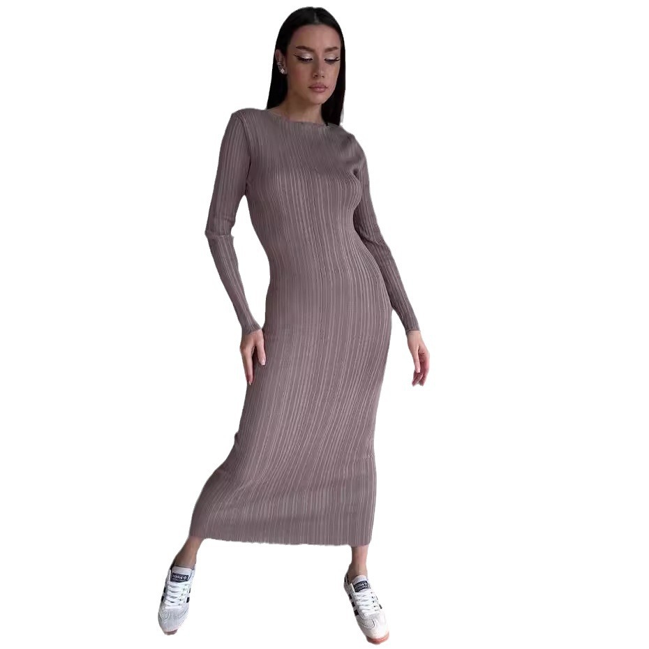 Женское элегантное платье макс – обзор и цена Bodycon Long Sleeve Ribbed Dress