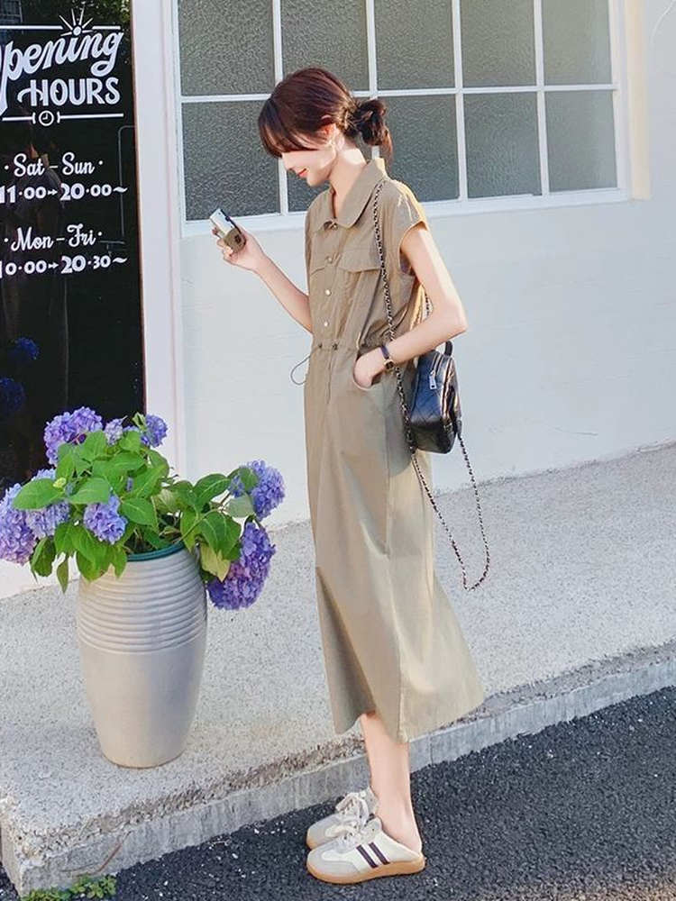 Летнее элегантное повседневное – обзор и цена Korean Style A Line Shirt Dress