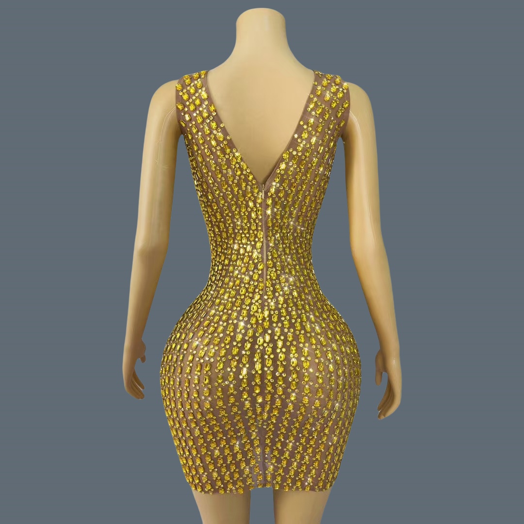 Новое сексуальное мини-платье  – обзор и цена Sparkly Rhinestone Club Party Dress
