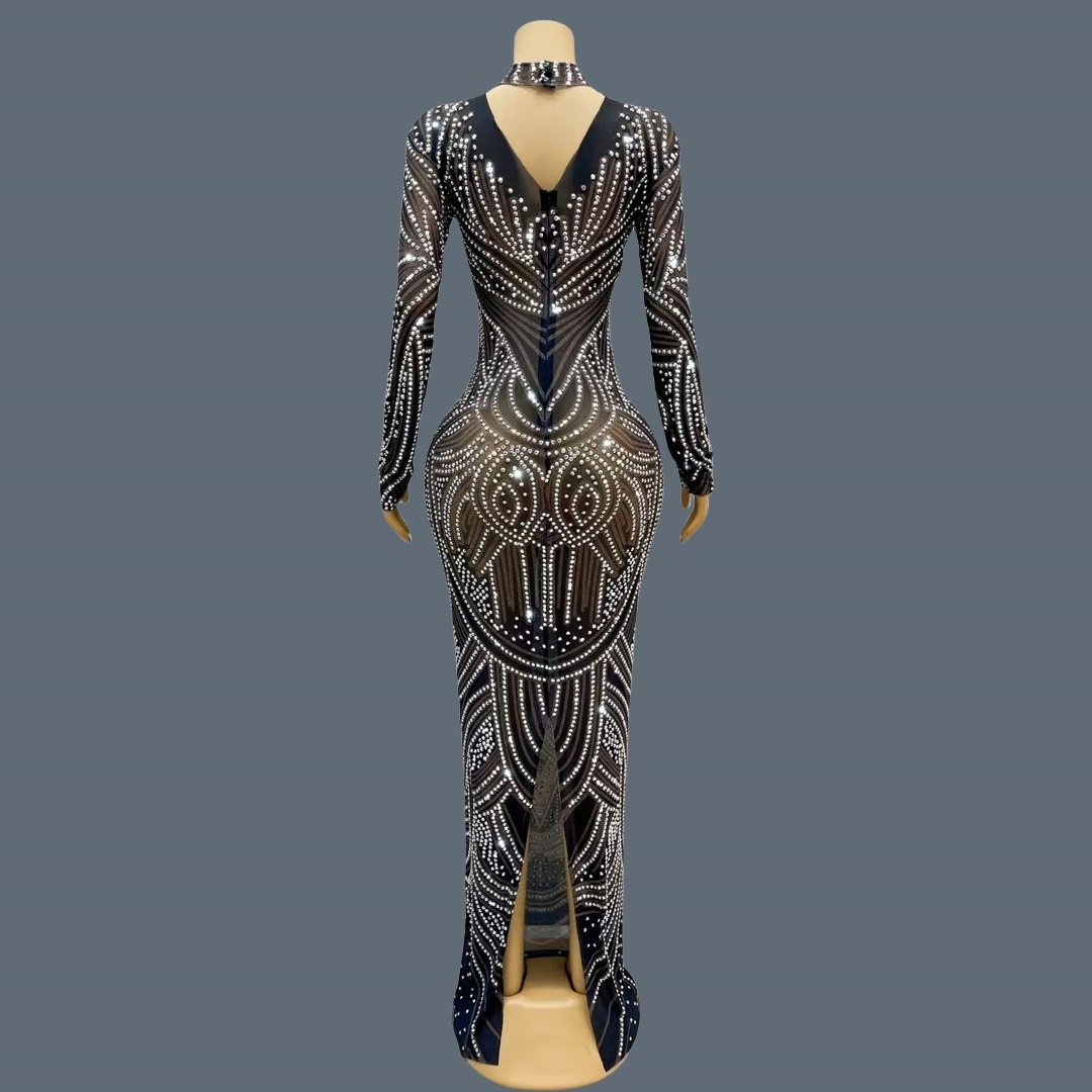 Черное вечернее платье нового  – обзор и цена Sparkly Rhinestone Club Party Dress