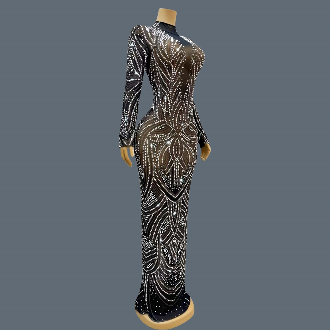 Черное вечернее платье нового  – обзор и цена Sparkly Rhinestone Club Party Dress