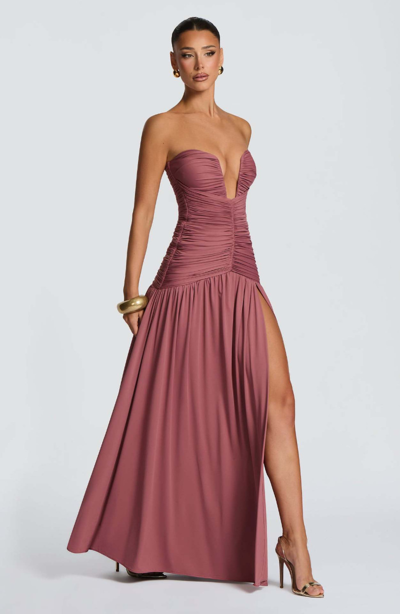 Элегантное однотонное плиссиро – обзор и цена Elegant Satin Evening Gown Split