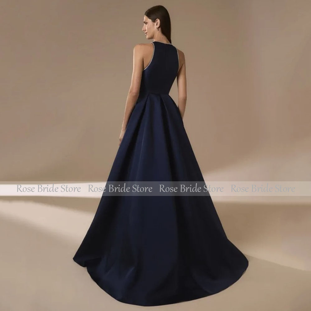 Темно-синие атласные вечерние  – обзор и цена Elegant Satin Evening Gown Split