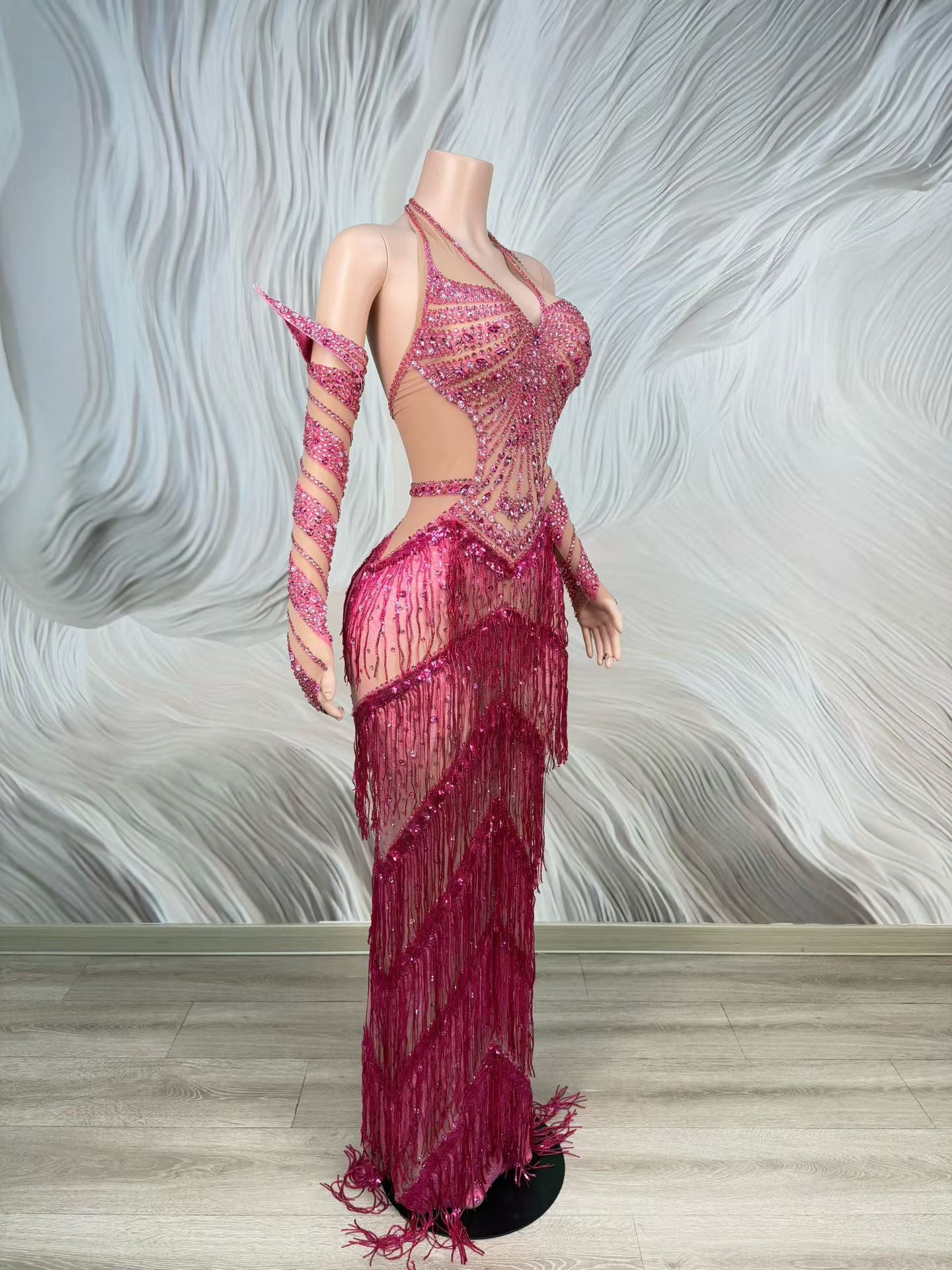 Роскошное вечернее платье розо – обзор и цена Sparkly Rhinestone Club Party Dress