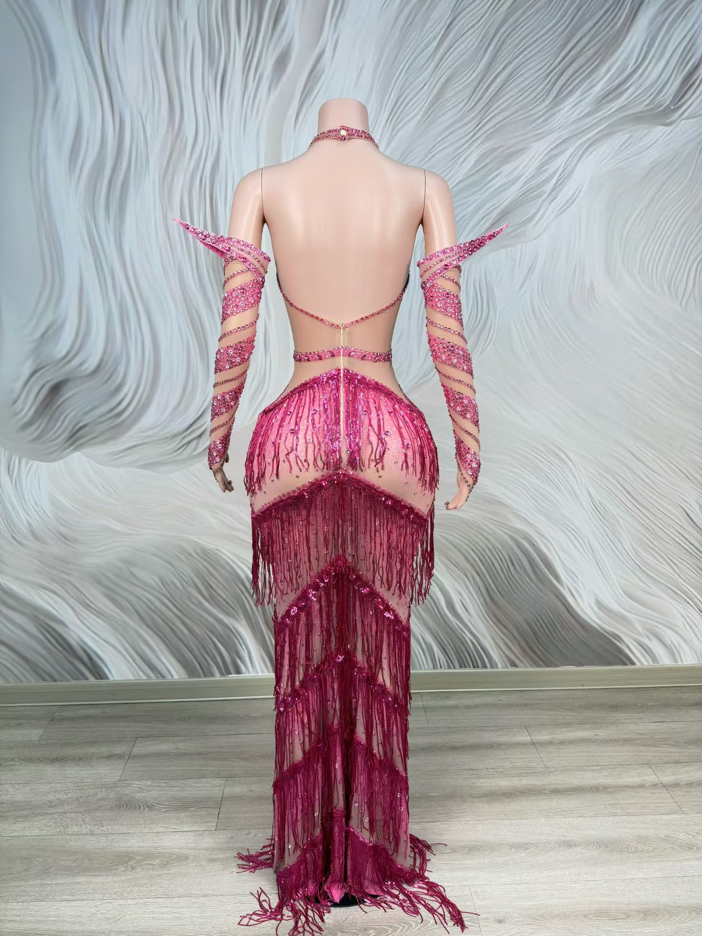 Роскошное вечернее платье розо – обзор и цена Sparkly Rhinestone Club Party Dress